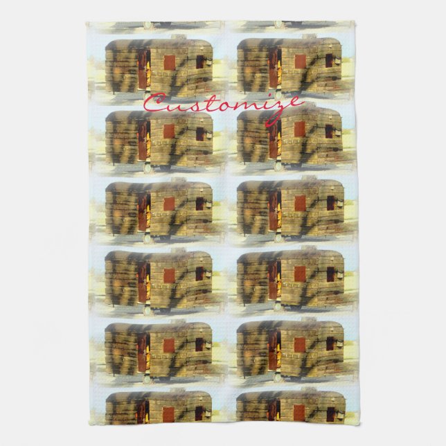 Paño De Cocina Caravana de madera clásica de época (Vertical)