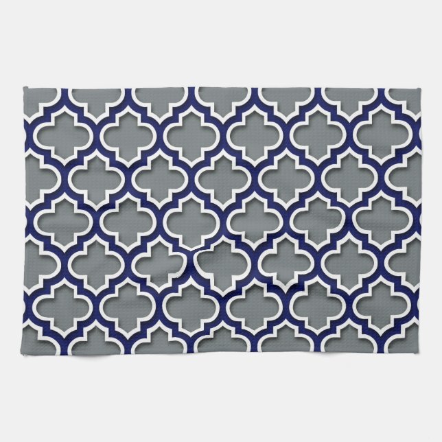 Paño De Cocina Carbón de la Marina Gris Blanca Marroquí Quatrefoi (Horizontal)