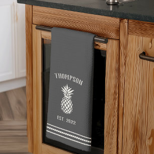 Paño De Cocina Carbón Rustic Pineapple Personalizado
