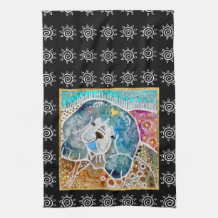 Paño De Cocina Cárcel de batik con acuarela de color de perro de