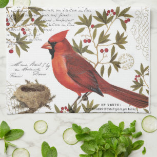 Paño De Cocina cardenal moderno del invierno del vintage
