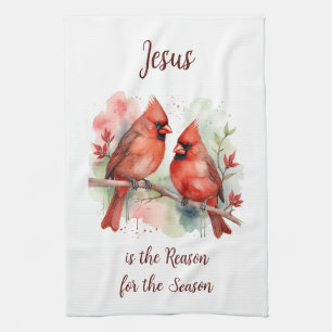 Paño De Cocina Cardenal Rojo de Navidad Jesús Razón de la Tempora