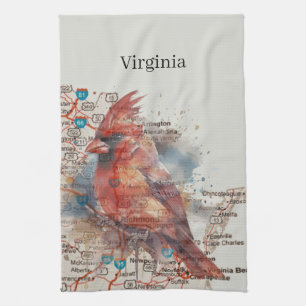 Paño De Cocina Cardenal sobre la hoja de ruta de Virginia