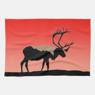 Paño De Cocina Caribou at Sunset - Arte original de la vida salva