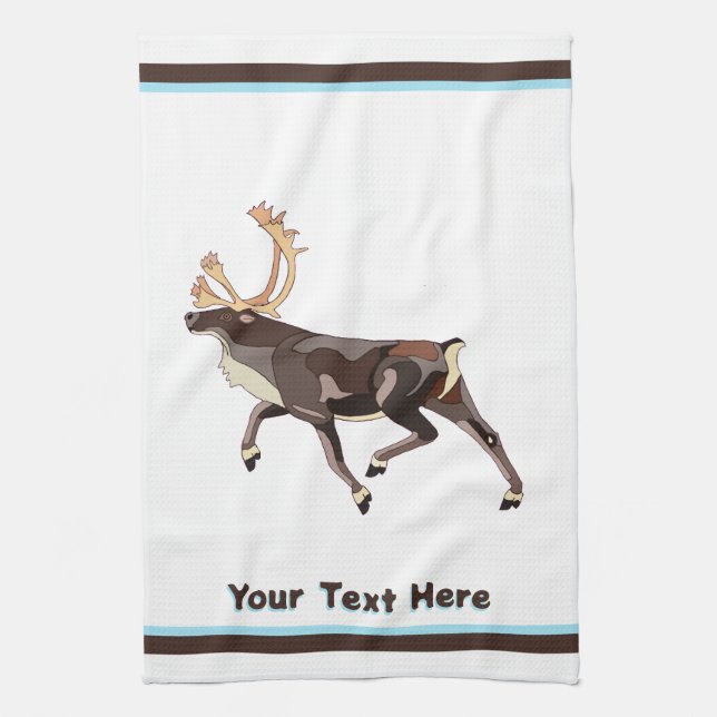 Paño De Cocina Caribú/reno de arte folclórico (Vertical)