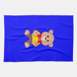Paño De Cocina Caricatura de oso de peluche sobre azul
