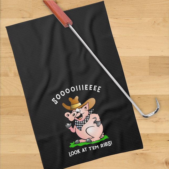 Paño De Cocina Caricatura divertida de cerdo de cerdo que llama a (Subido por el creador)