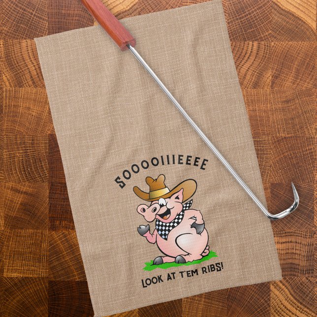 Paño De Cocina Caricatura divertida de cerdo de cerdo que llama a (Subido por el creador)