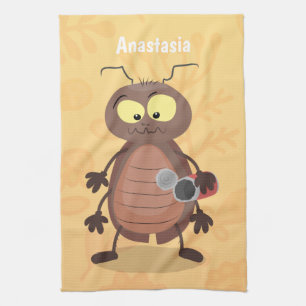 Paño De Cocina Caricatura divertida de una cucaracha linda