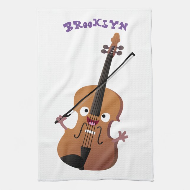 Paño De Cocina Caricatura musical divertida en violín (Vertical)