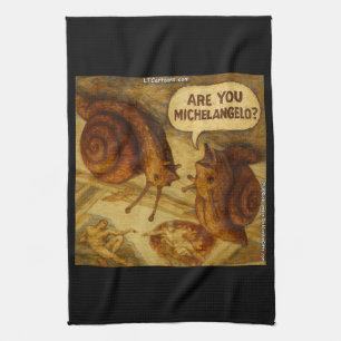 Paño De Cocina Caricatura Paródica de Michelangelo y el Caracol I