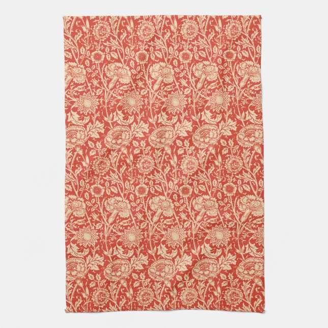Paño De Cocina Carnación de Art Nouveau Damask, Naranja mandarín (Vertical)