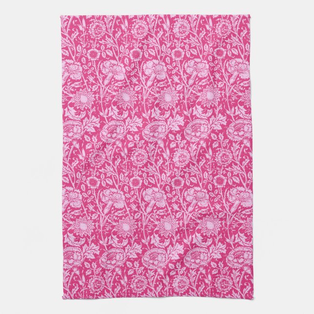 Paño De Cocina Carnación modernista Damasco, rosa de Fuchsia (Vertical)
