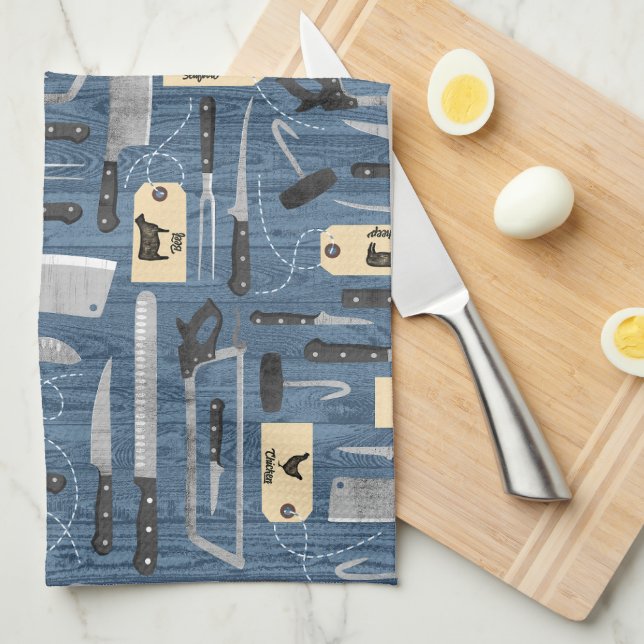 Paño De Cocina Carniceros azules Knives (Doblado Cuarto)