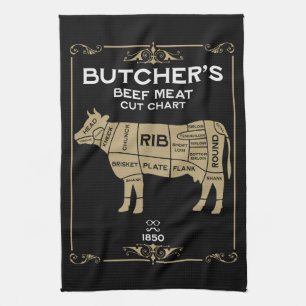 Paño De Cocina Carniceros de época cortan carne