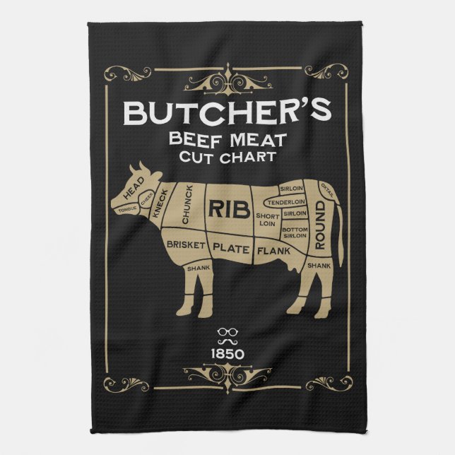 Paño De Cocina Carniceros de época cortan carne (Vertical)