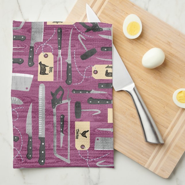 Paño De Cocina Carniceros rosados Knives (Doblado Cuarto)