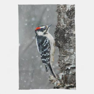 Paño De Cocina Carpintero lechoso en nieve - Fotografía original