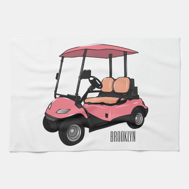 Paño De Cocina Carro de golf / ilustracion personalizado de coche (Horizontal)