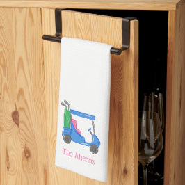 Paño De Cocina Carro de golf personalizado azul preppy