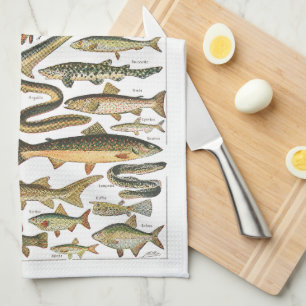 Paño De Cocina Carta de peces antigua Bajo el mar