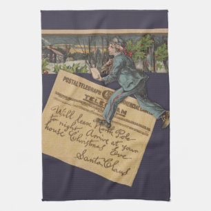 Paño De Cocina Carta de Santa Navidades de época