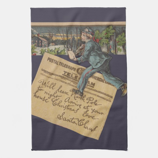 Paño De Cocina Carta de Santa Navidades de época (Vertical)