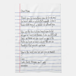 Paño De Cocina Carta escrita a mano moderna sobre papel en línea 