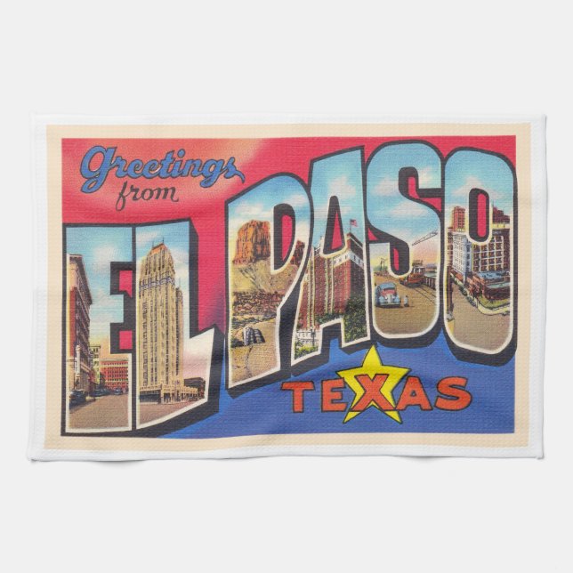 Paño De Cocina Carta grande de El Paso Texas TX (Horizontal)