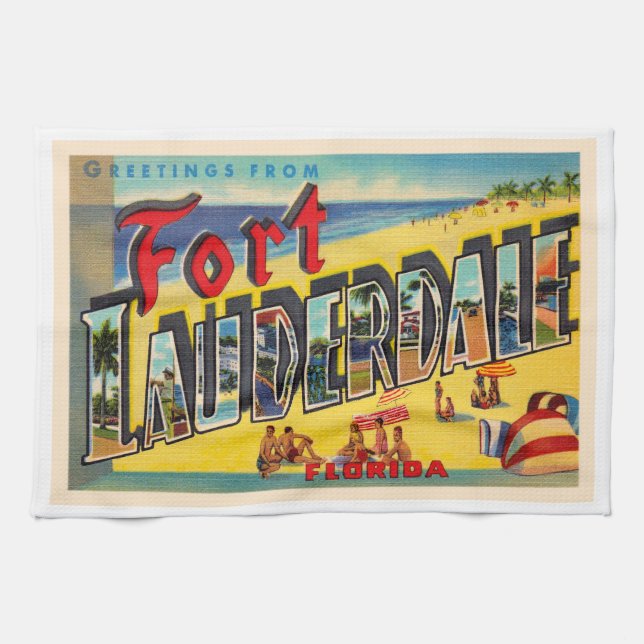 Paño De Cocina Carta grande Fort Lauderdale Florida FL Postcard (Horizontal)