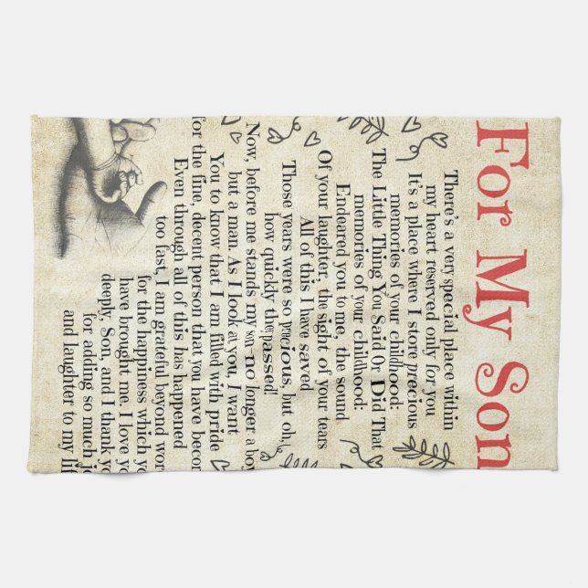 Paño De Cocina Carta Personalizada Para Mi Hijo, Hijo Cumpleaños (Horizontal)