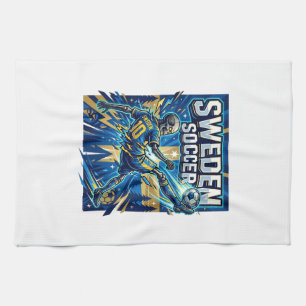 Paño De Cocina Cartel de fútbol de Suecia con esqueleto estilo