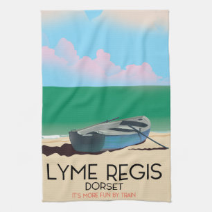 Paño De Cocina Cartel de viaje antiguo de Lyme Regis, dorset.