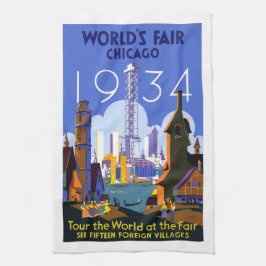Paño De Cocina Cartel de viaje de la Feria Mundial de Chicago de 