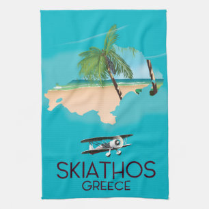 Paño De Cocina Cartel de viaje de Skiathos Grecia