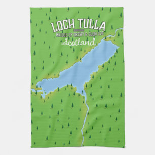 Paño De Cocina Cartel de viaje Loch Tulla Escocia Mapa