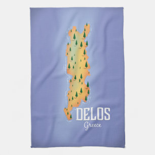 Paño De Cocina Cartel de viaje Mapa de Delos Grecia