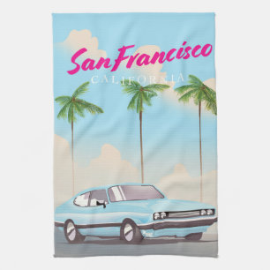 Paño De Cocina Cartel de viaje tropical de San Francisco Californ