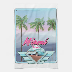 Paño De Cocina Cartel de viaje vintage de Miami Florida