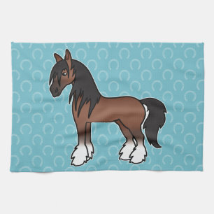 Paño De Cocina Cartoon de caballo zaino Gypsy Vanner Shire Clydes