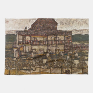 Paño De Cocina Casa con tejado de ripias por Egon Schiele