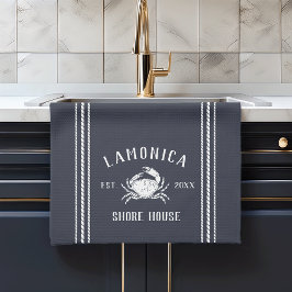 Paño De Cocina Casa costera personalizada de cangrejo ruso azul d