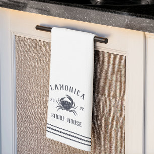Paño De Cocina Casa costera personalizada de cangrejo ruso y blan