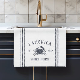Paño De Cocina Casa costera personalizada de cangrejo ruso y blan