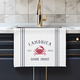 Paño De Cocina Casa costera personalizada de cangrejo ruso y nava
