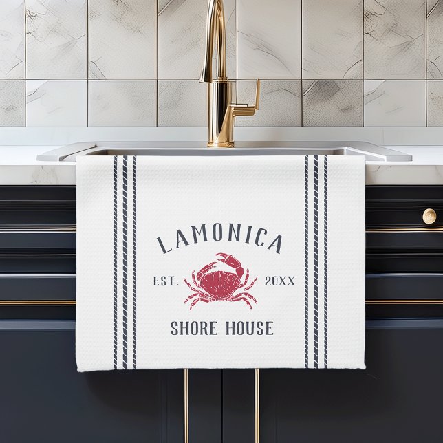Paño De Cocina Casa costera personalizada de cangrejo ruso y nava (Subido por el creador)