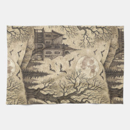 Paño De Cocina Casa de época y luna llena