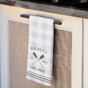 Paño De Cocina Casa de lago personalizada Rustic Oars Plaid