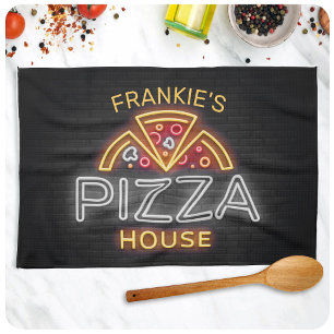 Paño De Cocina Casa de Pizza Pizzería Italiana Neon Personalizada