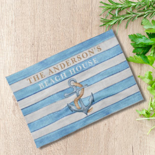 Paño De Cocina Casa de playa de la familia Rusood Nautical Stripe